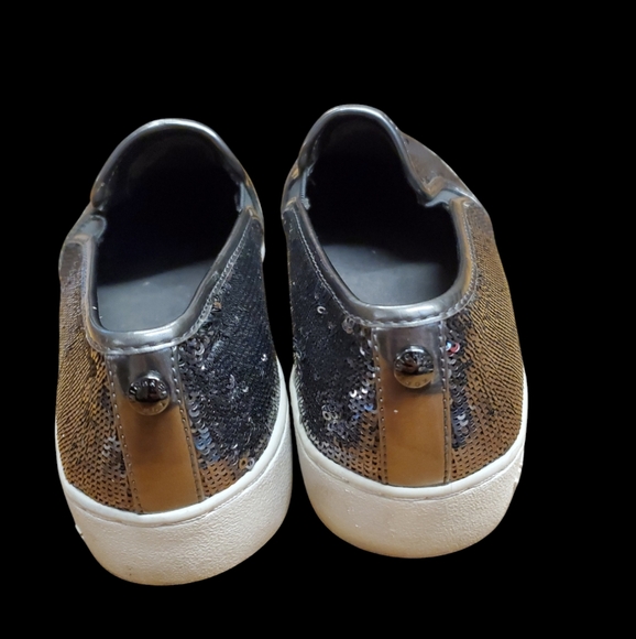 Michael Kors Keaton Slip On Sneakers Sequins Guntmetal Size 6M - Picture 3 of 5
